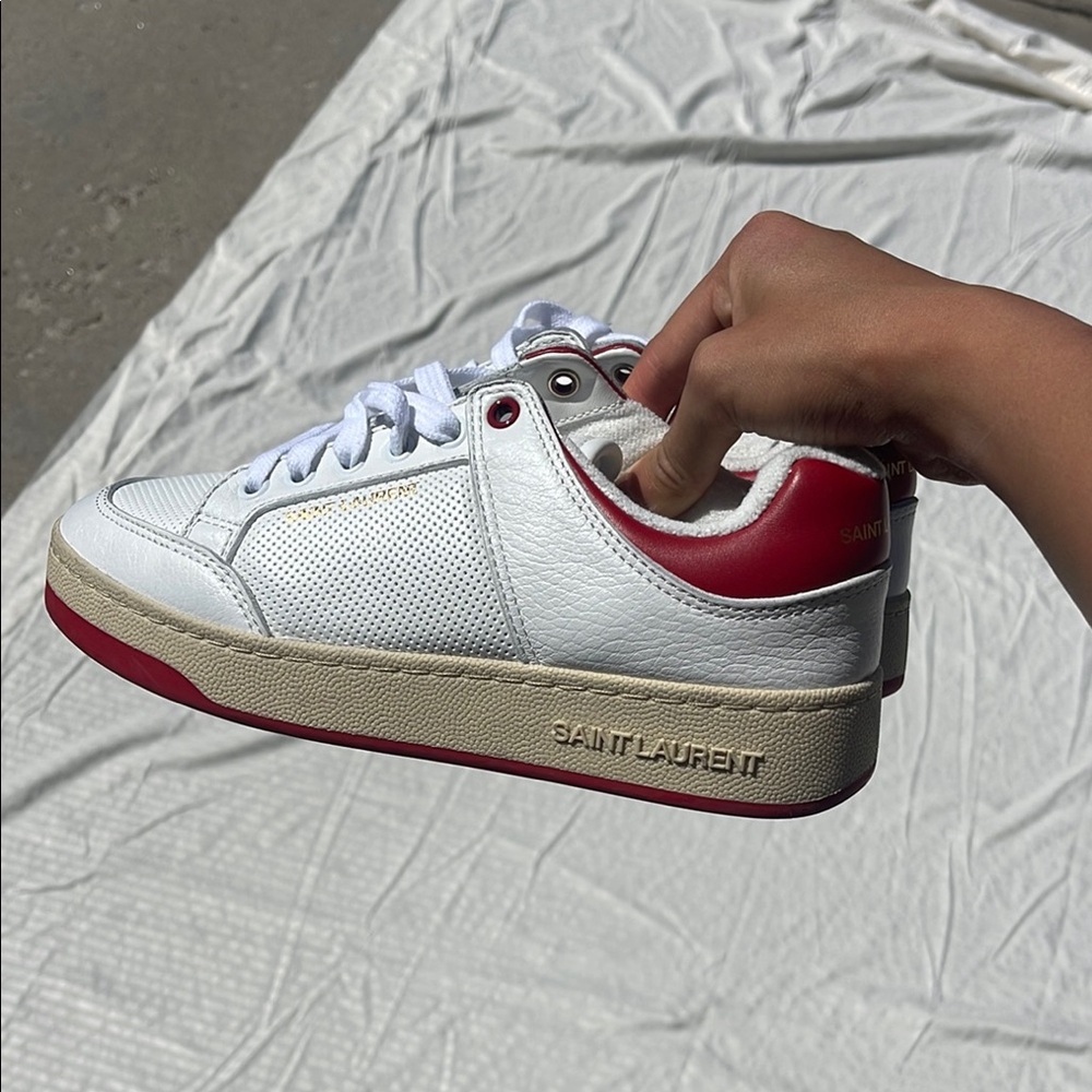Saint Laurent White and Red Sneakers